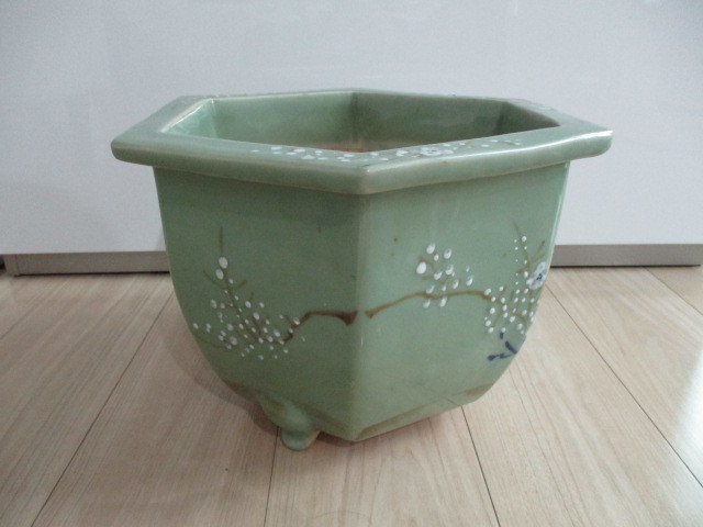 青磁　六角　盆栽鉢 ◇◇青磁 六角 植木鉢 華 盆栽◇◇ 【公式通販】