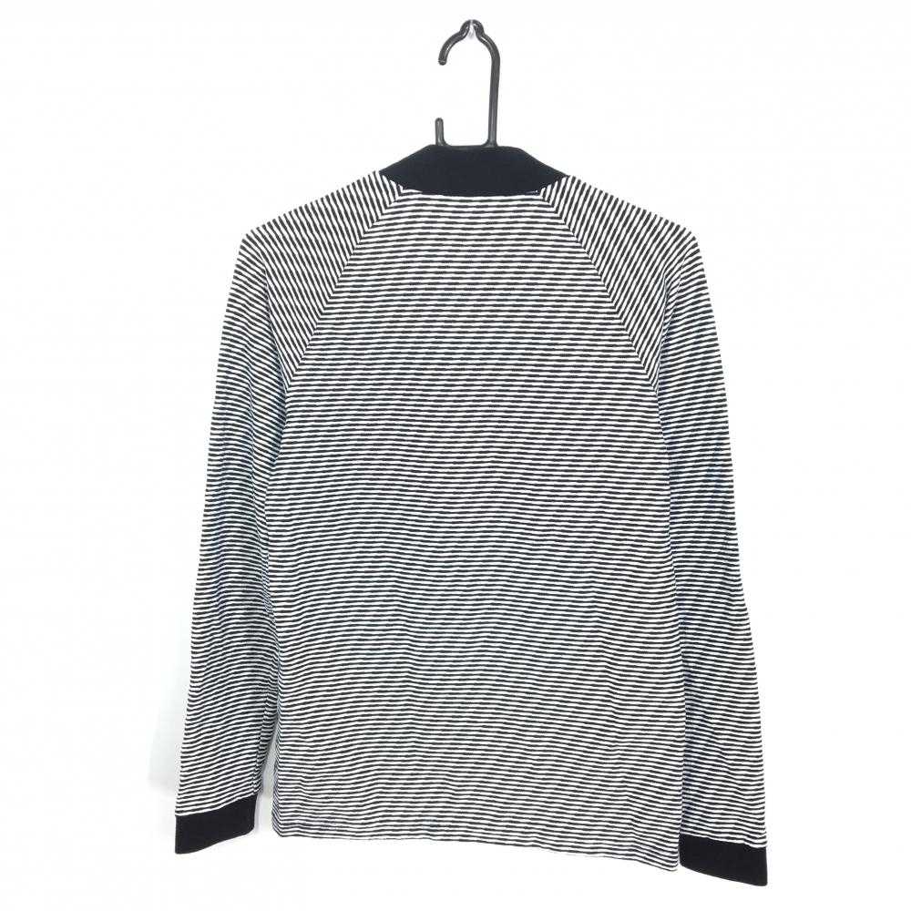 【美品】St ANDREWS セントアンドリュース 長袖ハイネックシャツ 白×黒 ボーダー凹凸 メンズ M ゴルフウェア r11
