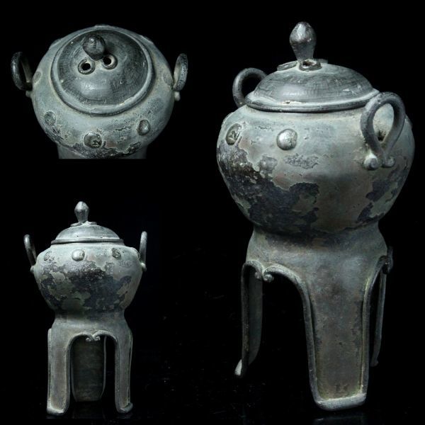 櫻】時代古玩 青銅製 酒器 香炉 20㎝ 唐物 蒐集家放出品 [ee]10 香炉