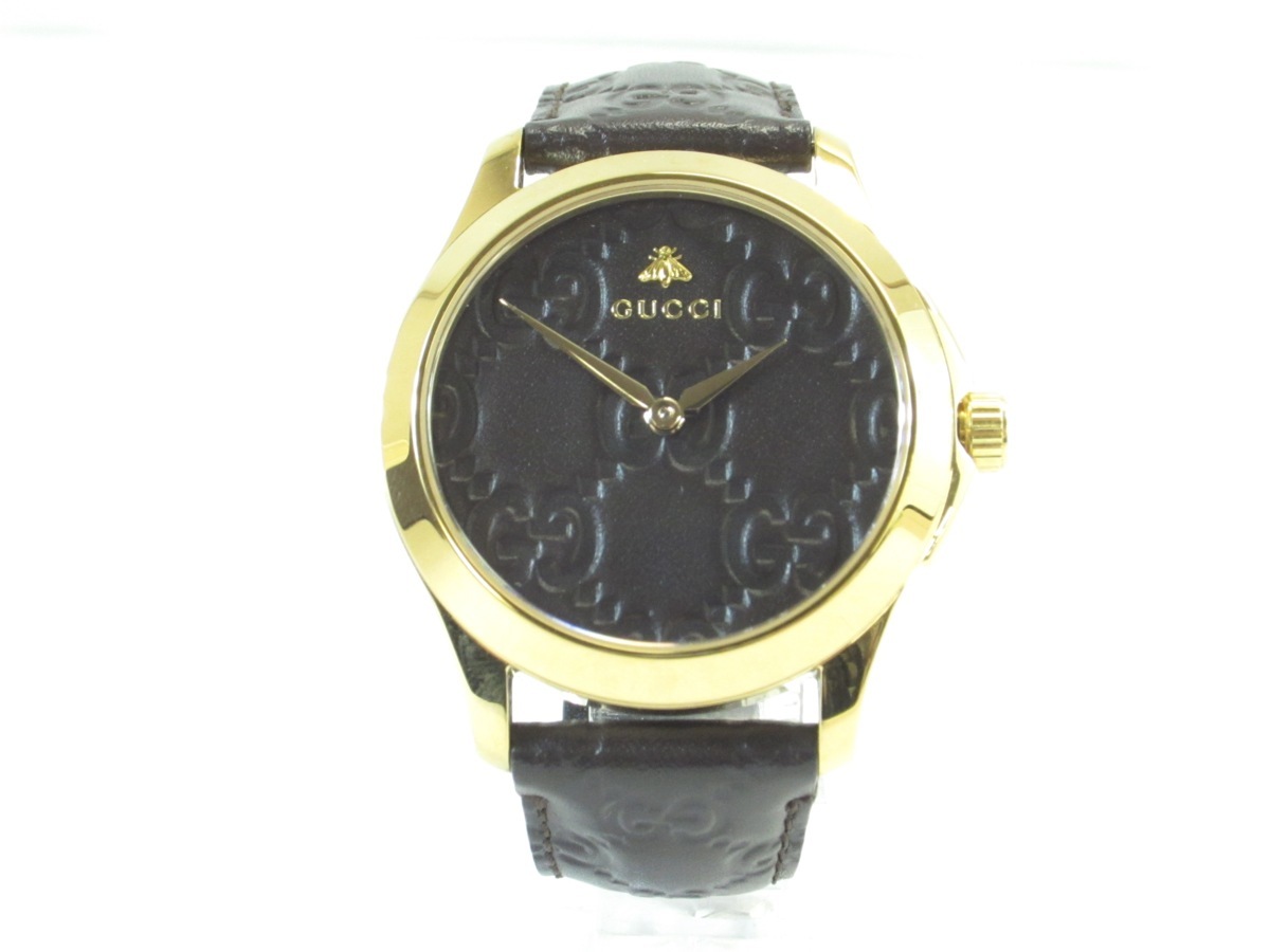 美品!! GUCCI グッチ ビー Gタイムレス YA1264035 ゴールドベゼル 