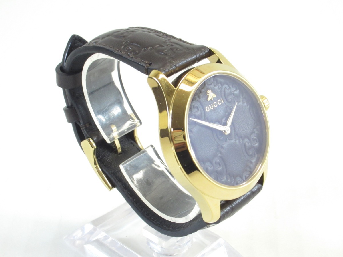美品!! GUCCI グッチ ビー Gタイムレス YA1264035 ゴールドベゼル 