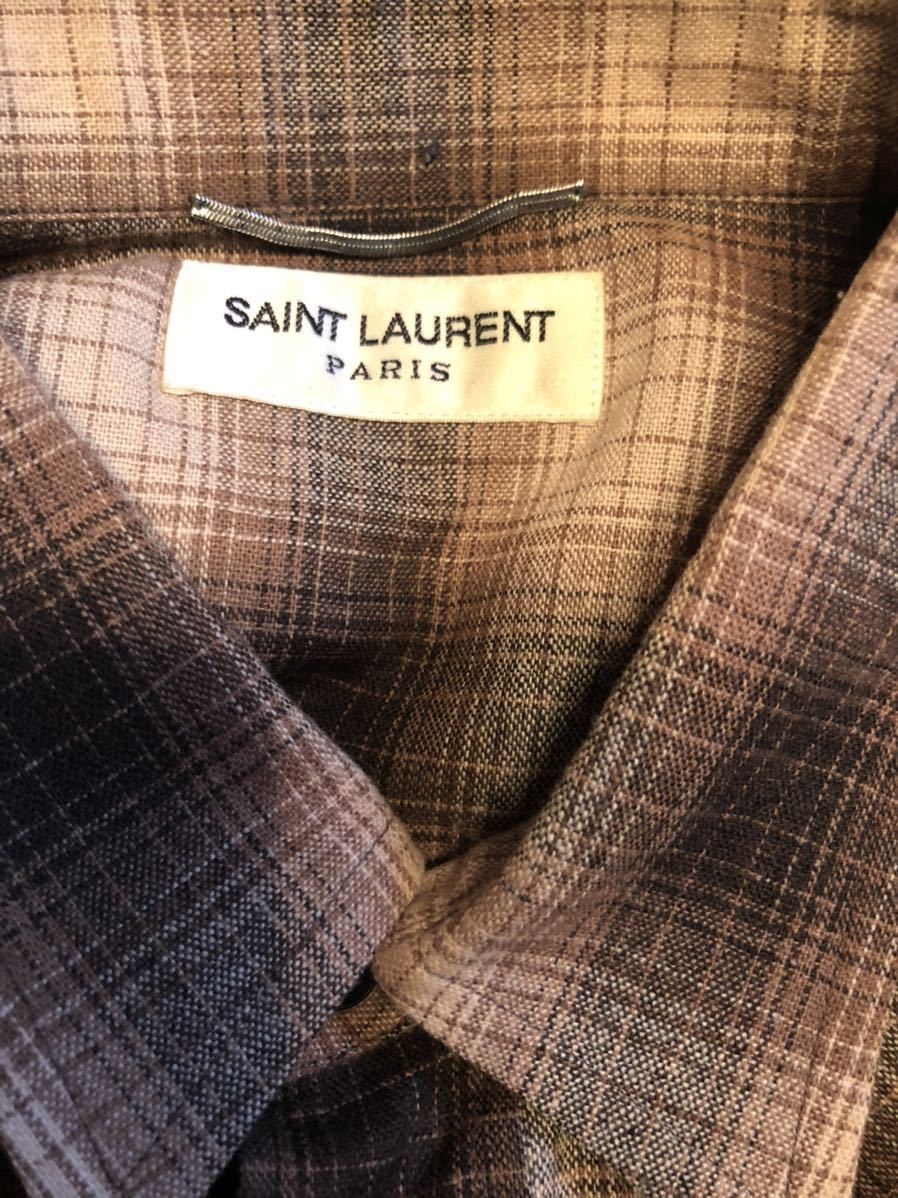キムタク着 サンローラン 15 aw シャツ saint laurent キムタク着15AWサンローランパリチェックシャツsaint laurent paris L
