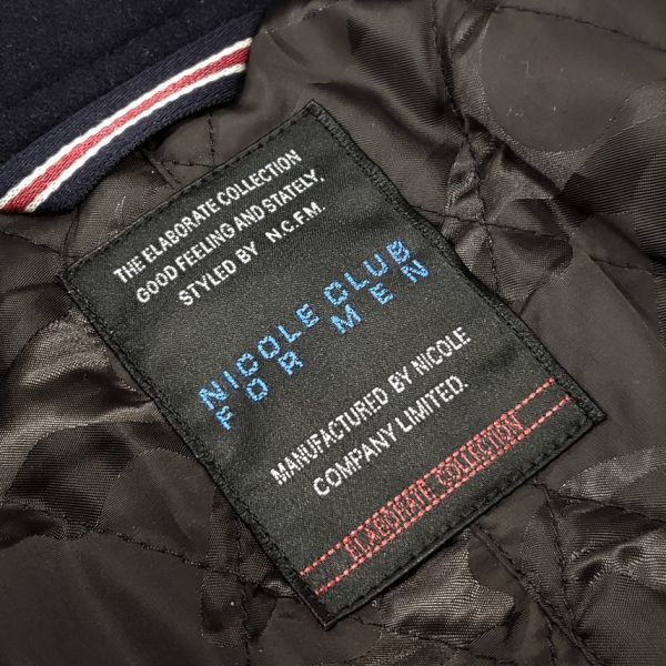 新品ニコルクラブフォーメンＮＩＣＯＬＥ　中綿メルトンピーコートＭ紺JK2024／断熱素材 NICOLE CLUB FOR ニコルの通販 pコート ダウン・中綿