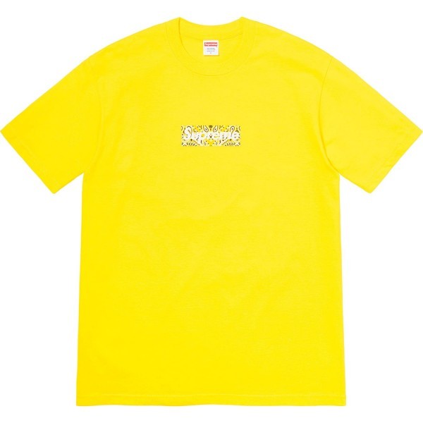 【Supreme／19AW】イエローL -1* Supreme Bandana Box Logo Tee Yellow Large L