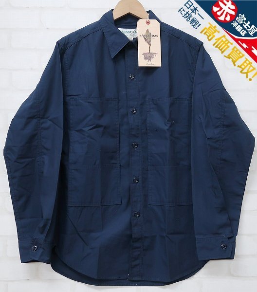 4T4822/未使用品 ササフラス プルーナーリーフハーフ ポプリンシャツ