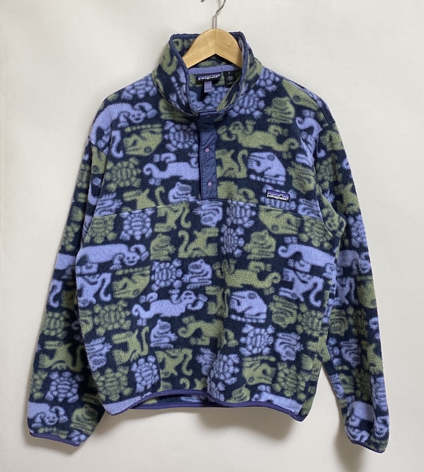  patagoniaパタゴニア スナップT メンズS 動物総柄 クリーチャー 淡い紫&times;深緑フリースシンチラパイルレトロVINTAGEビンテージ 92年製Rタグ(Sサイズ)｜売買されたオークション情報、yahooの商品 男性用