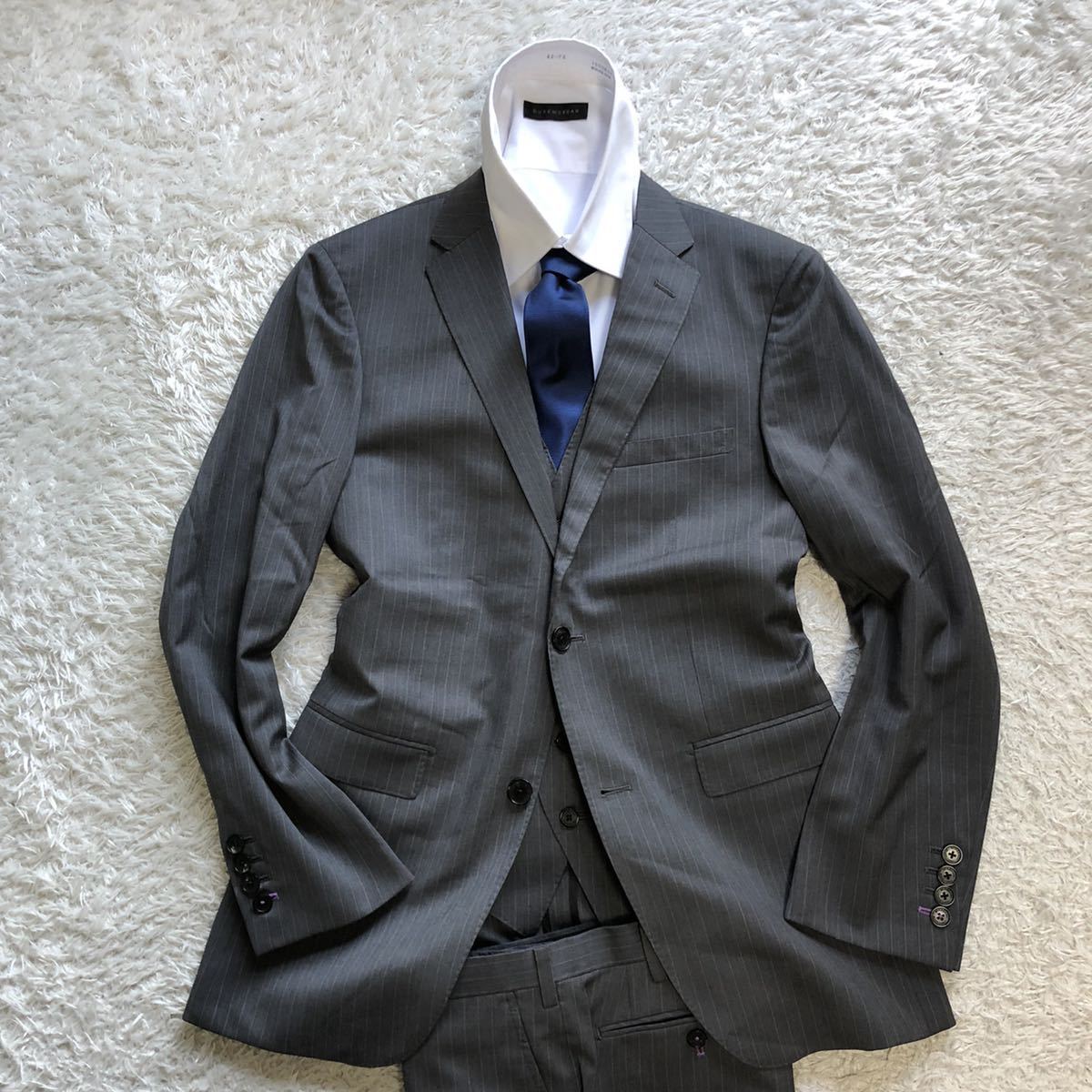 スーツ バーバリーブラックレーベル 極美品 BURBERRY シルク混 BLACK