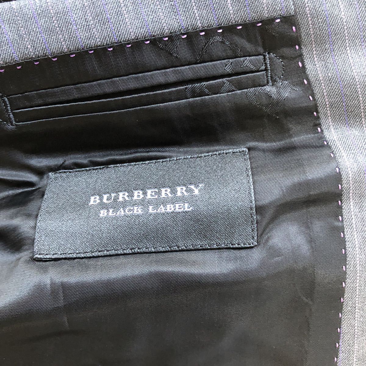 スーツ バーバリーブラックレーベル 極美品 BURBERRY シルク混 BLACK