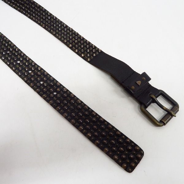 HTC/エイチティーシー 5連 スタッズ レザーベルト ブラック 80/32 /000