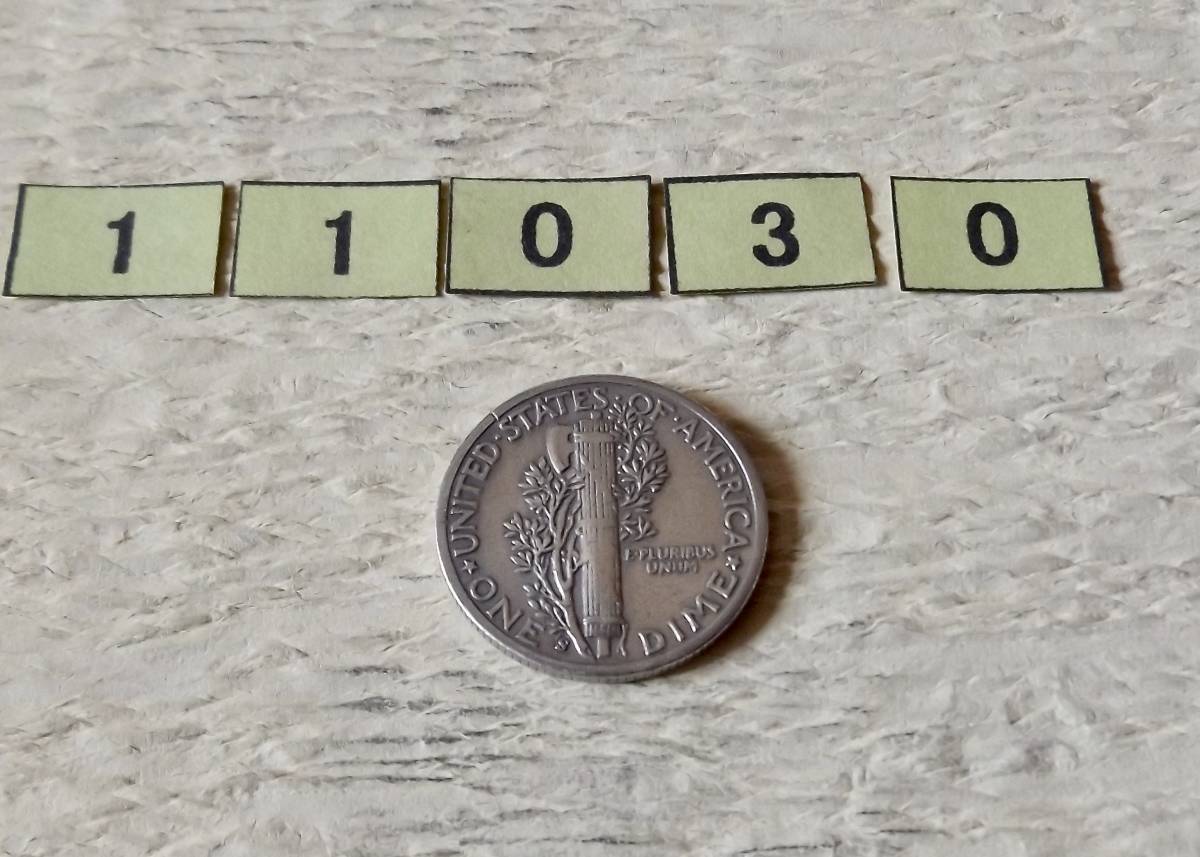 銀貨です 1943年 マーキュリー ダイム 10セント S刻印 送料無料（11030