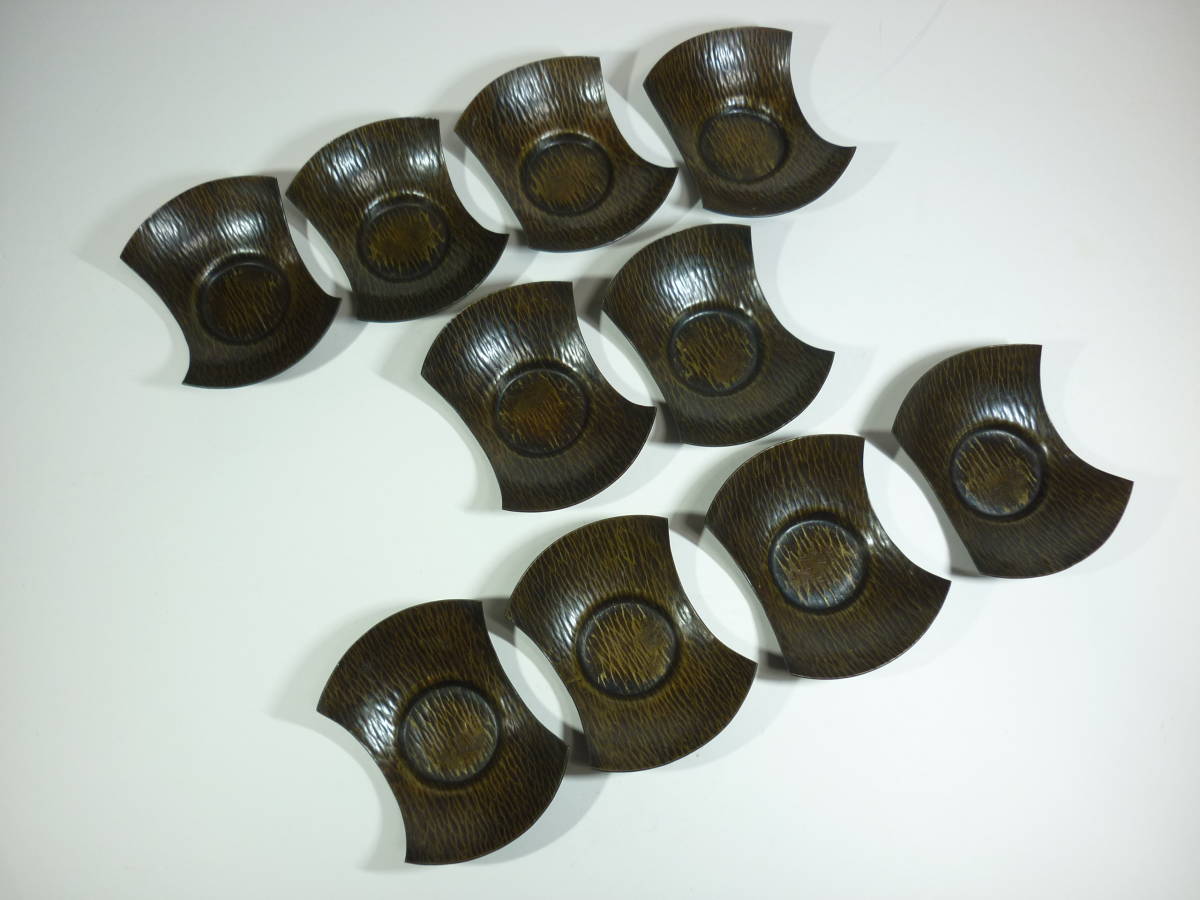 Yahoo!オークション 金屋五郎三郎銅製槌目茶托5客煎茶道具銅器金工