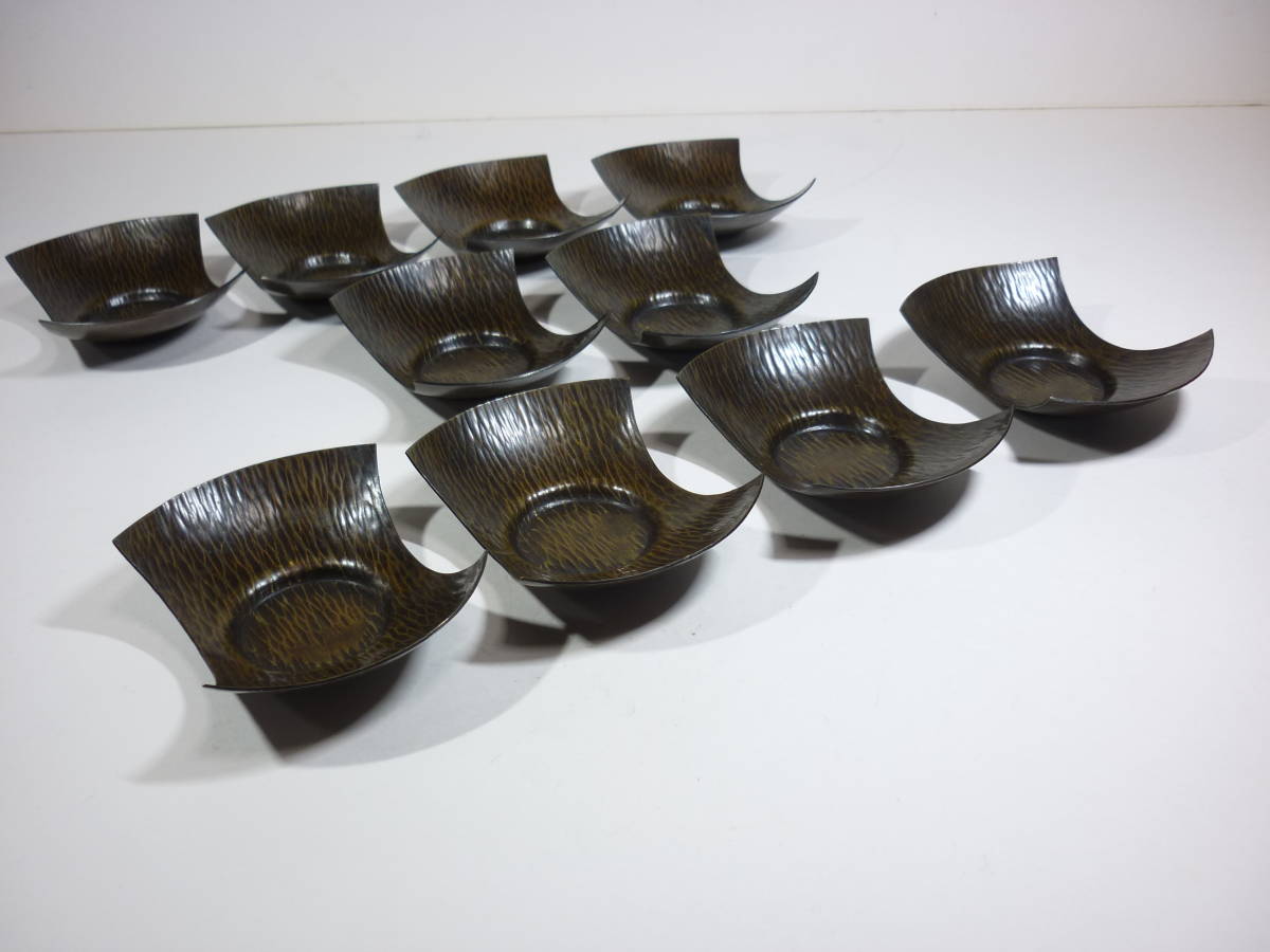 金屋五郎三郎 唐銅茶托10客 在銘 804g Yahoo!オークション