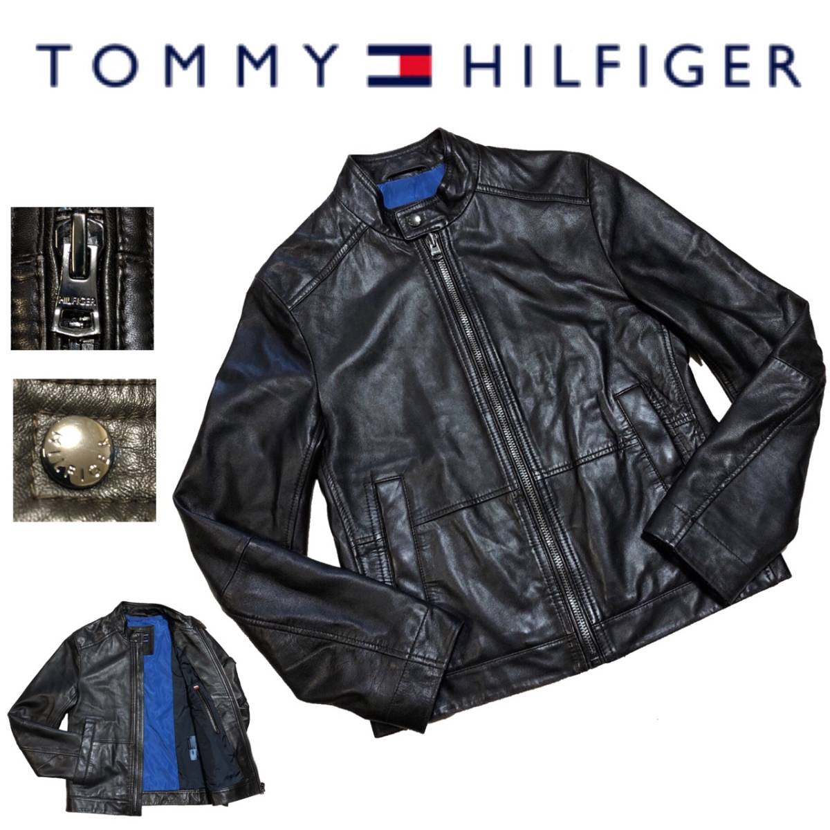 TOMMY 羊革 ラムレザー トミーヒルフィガー ライダースジャケット 