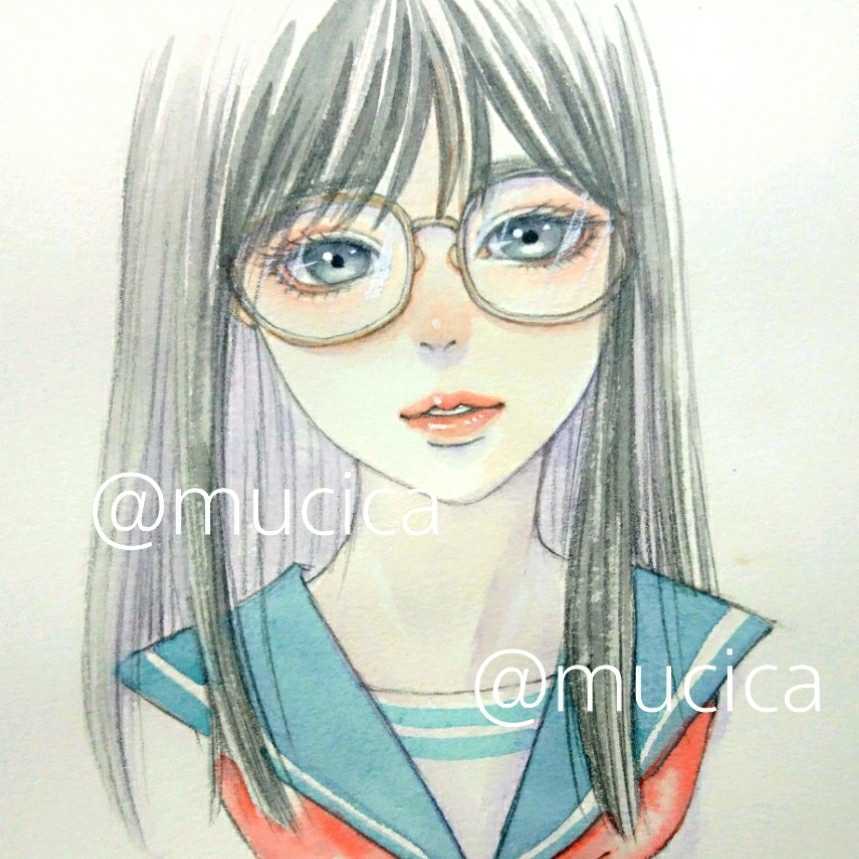 手描きイラスト 眼鏡とセーラー服 オリジナル 女の子 手描きイラスト 売買されたオークション情報 Yahooの商品情報をアーカイブ公開 オークファン Aucfan Com