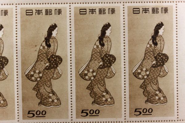 希少 日本切手 見返り美人 切手シート 5面シート 昭和23年 ○切手趣味の