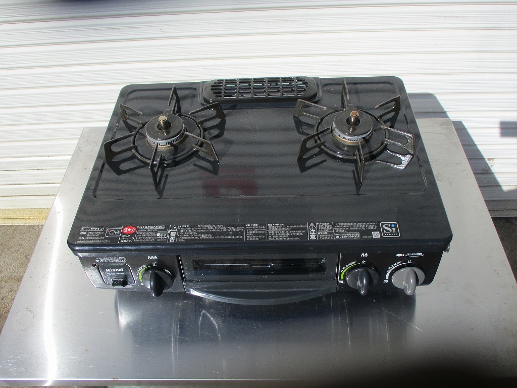 y1525-3　リンナイ Rinnai　卓上2口ガスコンロ　都市ガス　RT31NHS-L　2015年製　ガステーブル 店舗用品 中古 厨房 業務用品
