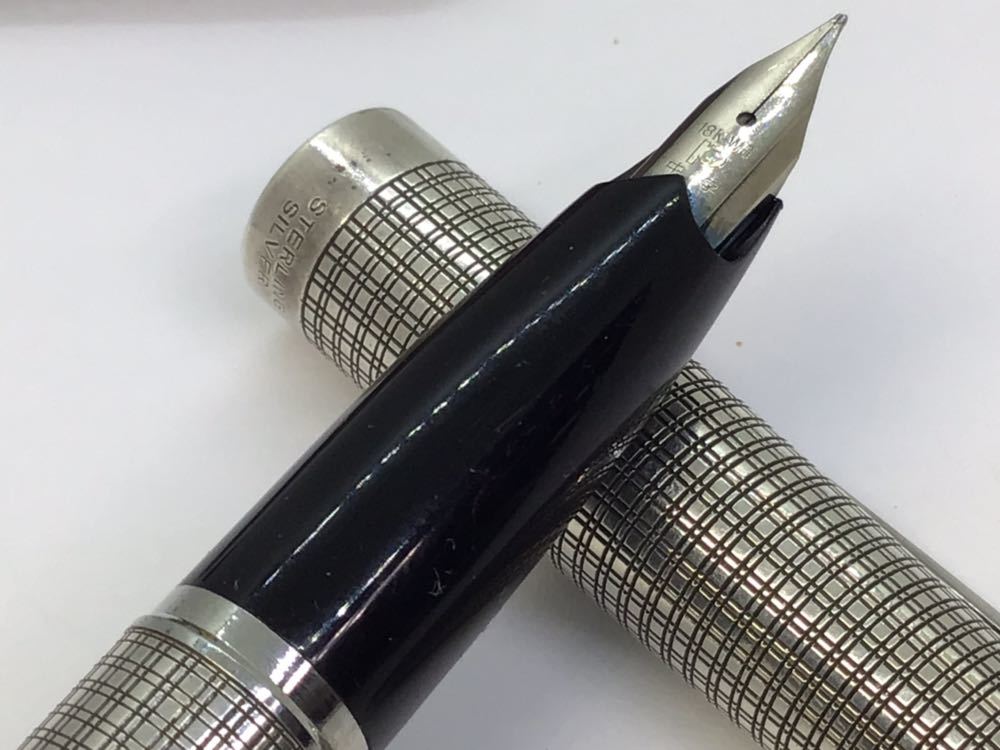 【智】PLATINUM プラチナ STERLING SILVER 古い万年筆 スターリングシルバー 925 ペン先 18K-WG刻印 現状品 同梱可能 文房具 筆記用具040_6