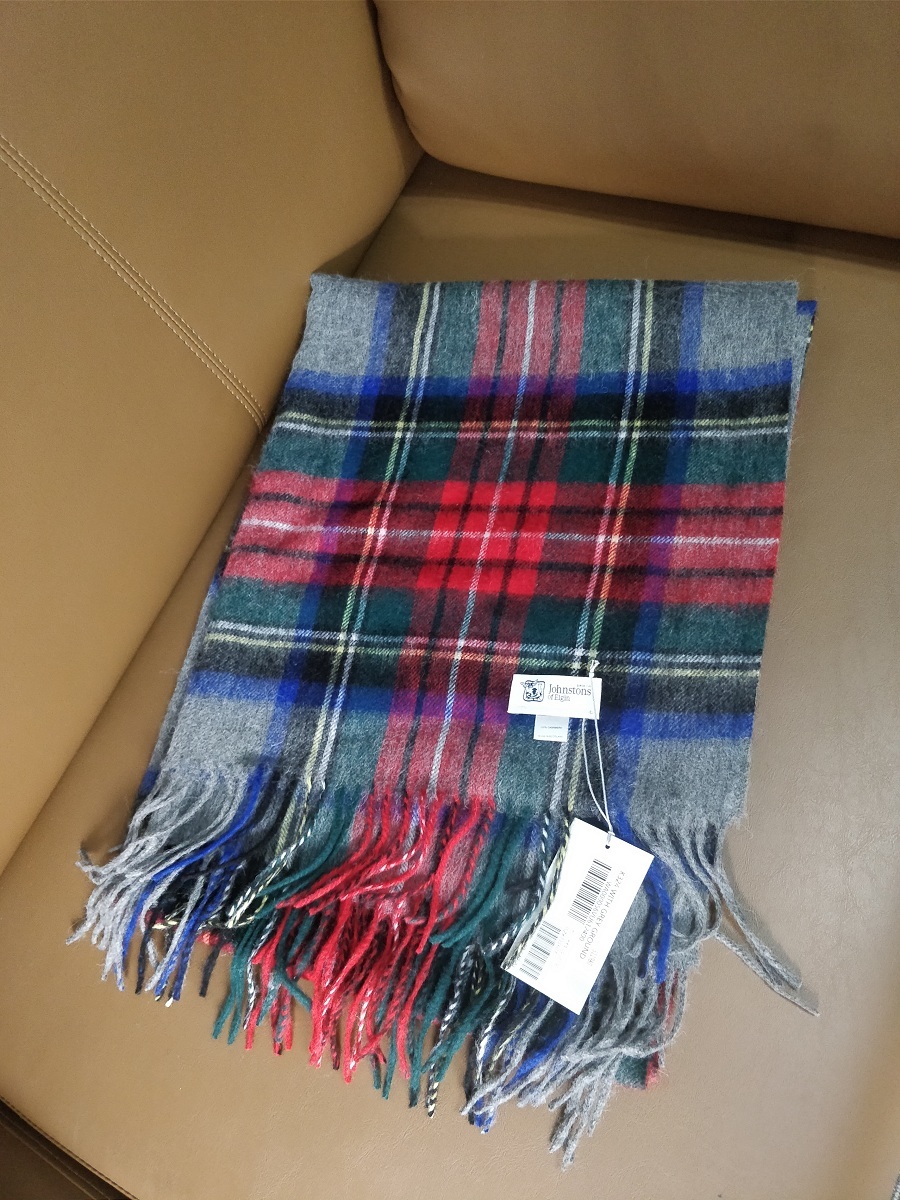 大判 ジョンストンズ カシミア 大判ストール Grey Stewart グレー