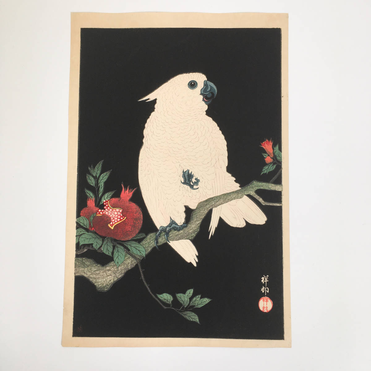 【定番人気，低価】 珍品 Gift seal 特別版制作木版画 小原古邨 祥邨 石榴に鸚鵡 ザクロにオウム 大黒屋 木版画 浮世絵 川瀬巴水 吉田博 太田美術館(木版画)｜売買されたオークション情報、yahooの商品情報をアーカ 木版画
