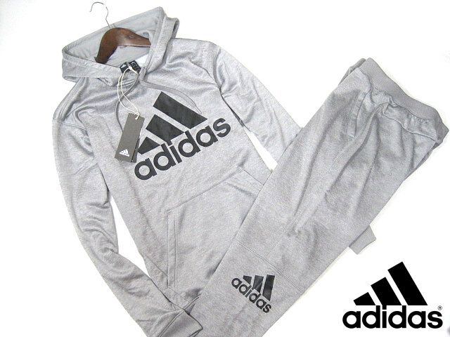 安い，新品 アディダス adidas デカロゴ スウェット 上下 セットアップ Mサイズ グレー 灰 パーカー＆パンツ ビッグロゴ メンズ(アディダス)｜売買されたオークション情報、yahooの商品情報をアーカイブ公 ジャージ