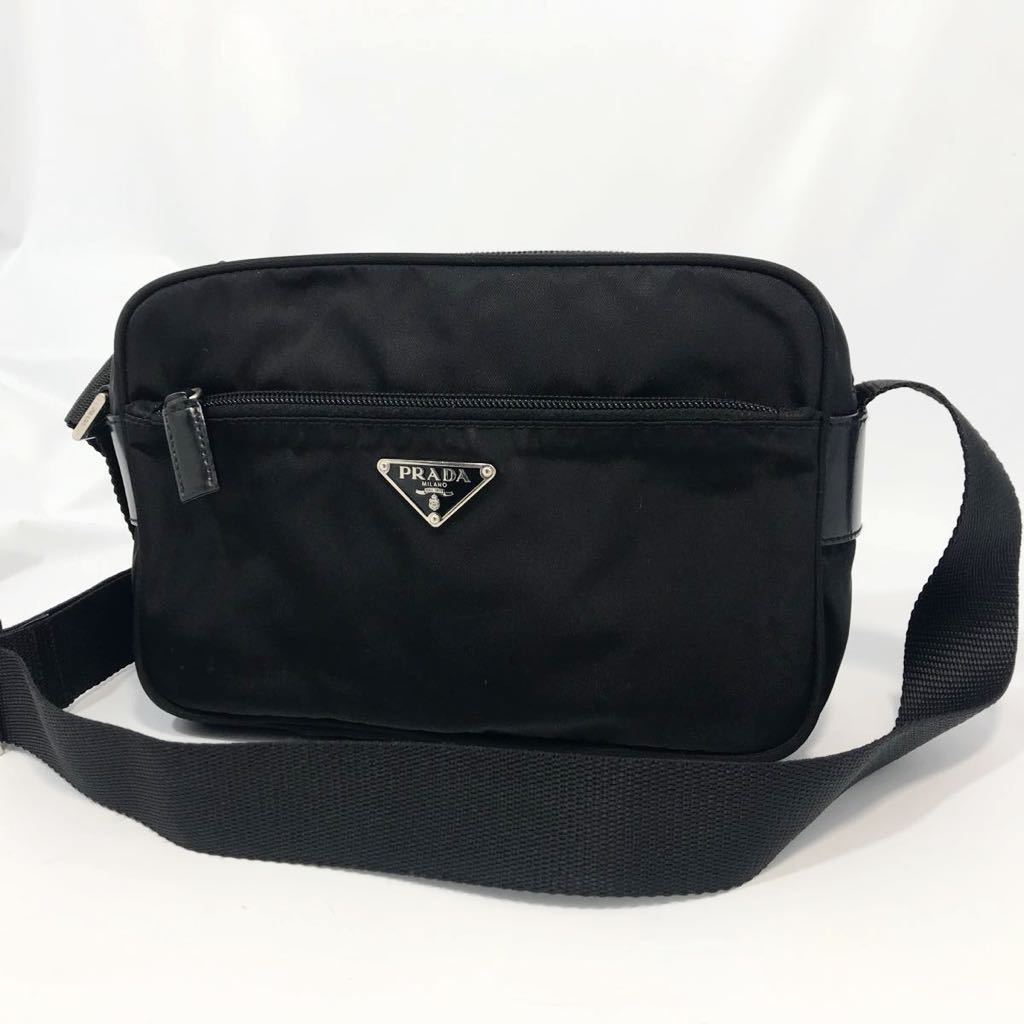 美品 PRADA ショルダーバッグ ブラック 黒 ナイロン プラダ ミニ 