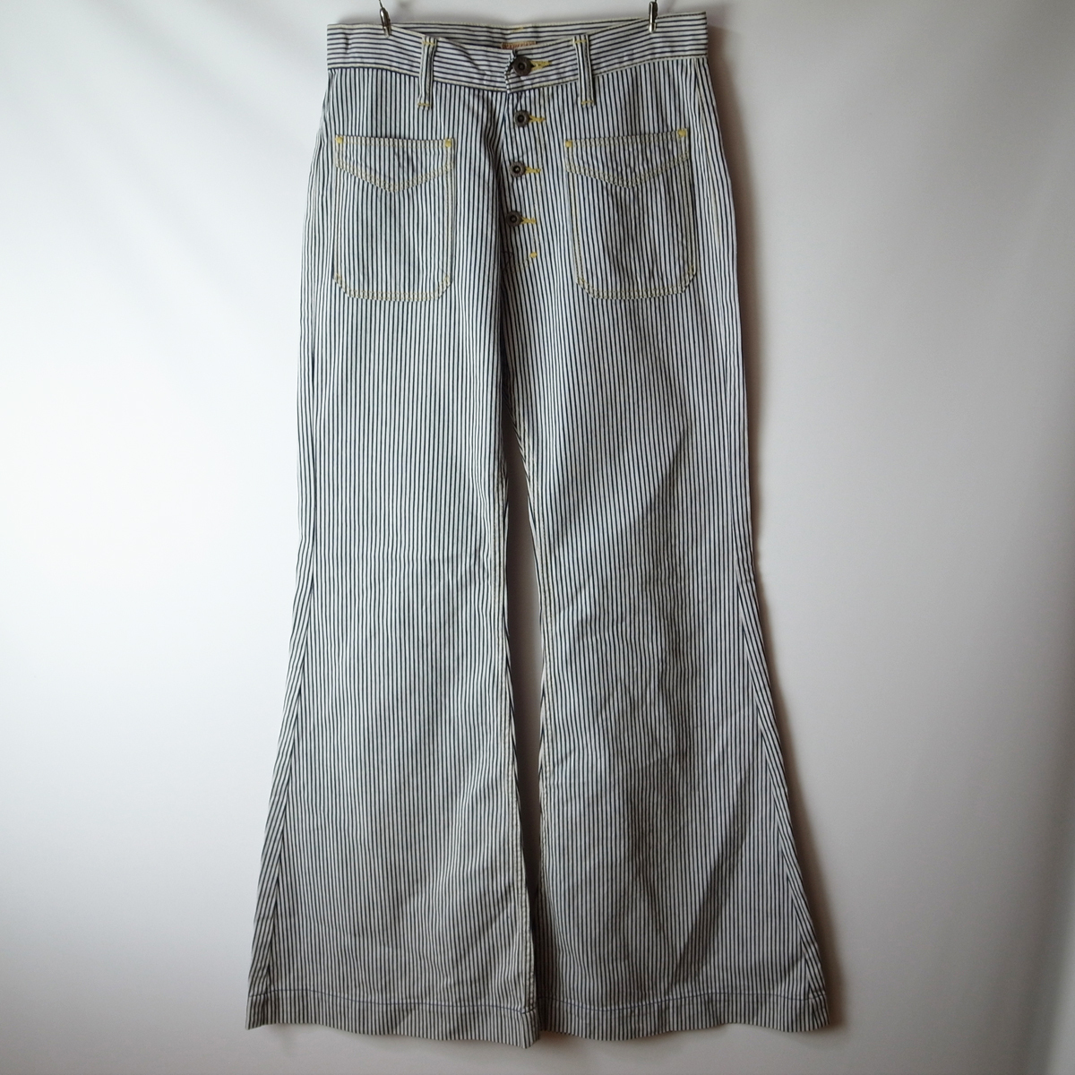 KAPITAL キャピタル ヒッコリーストライプ フレア ワークパンツ XS 