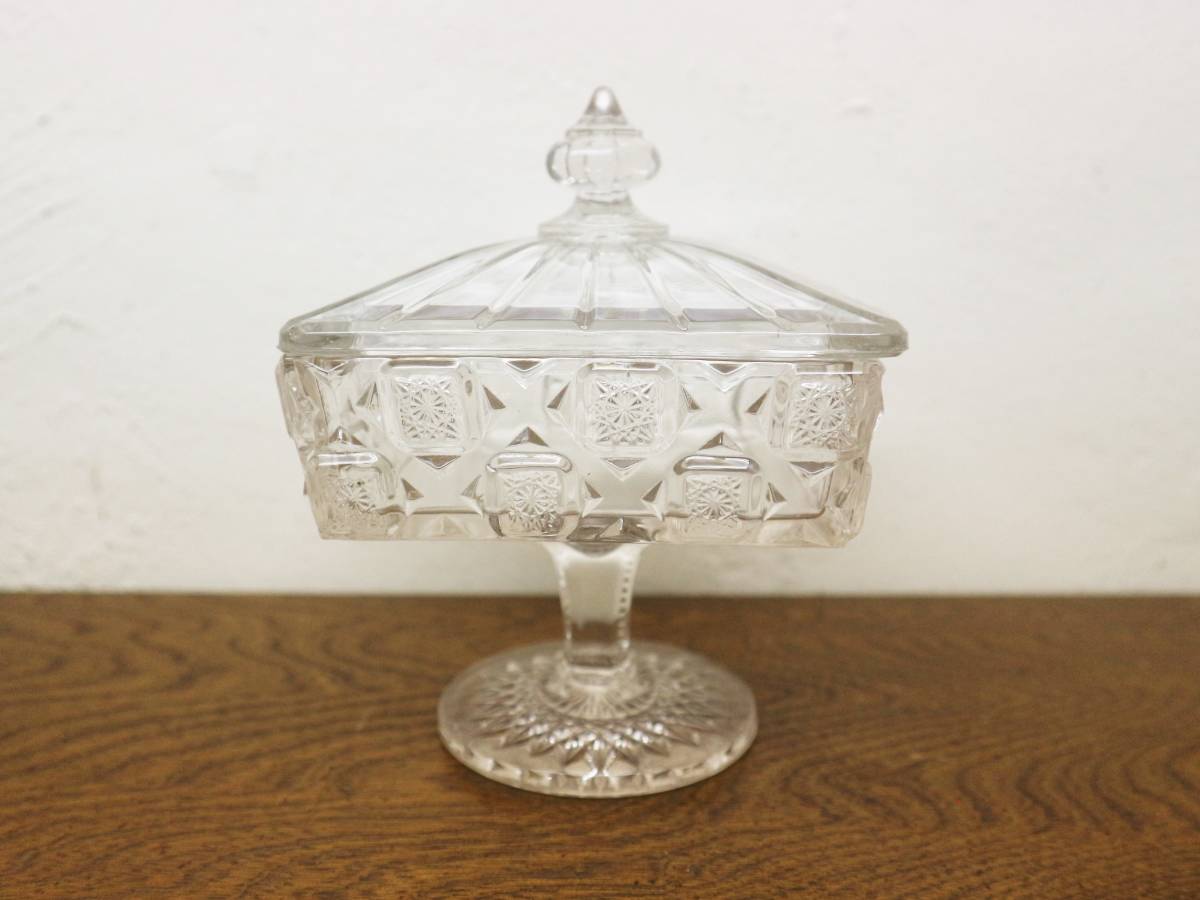 和製ガラス　大正　コンポート 糸巻き 和製アンティーク 和硝子 コンポート 糸巻き ✴美品✴ 和製