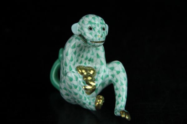 MAR221 HEREND ヘレンド 猿人形 フィギュリン 置物 陶器人形 保証品