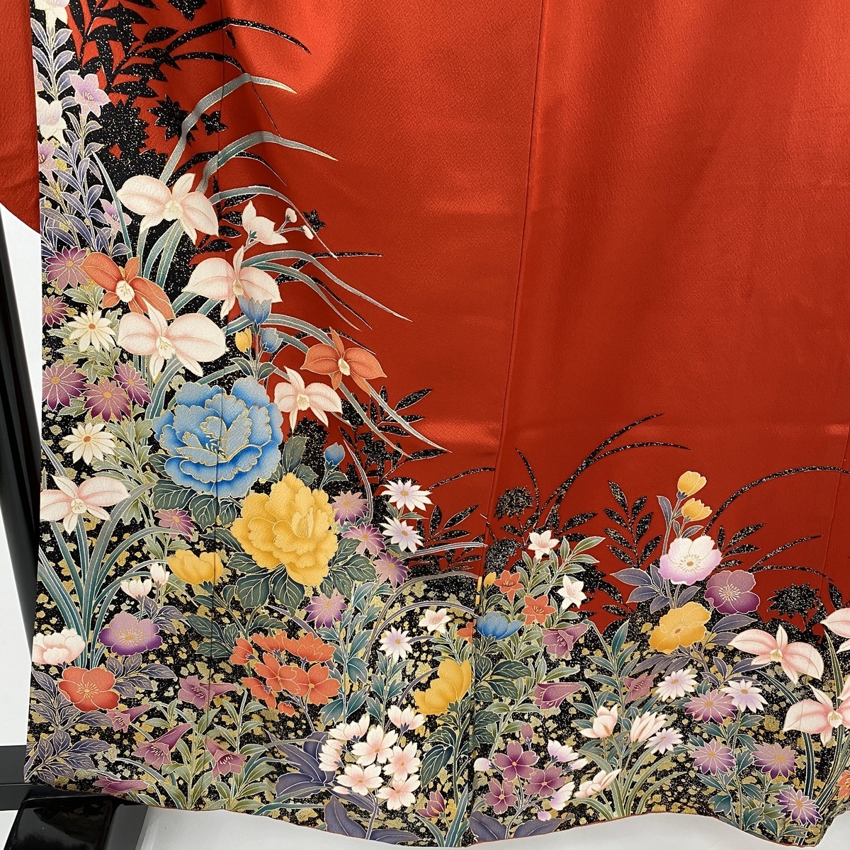 振袖 美品 秀品 草花 蝶 金糸 金銀彩 赤 袷 身丈162cm 裄丈64.5cm M