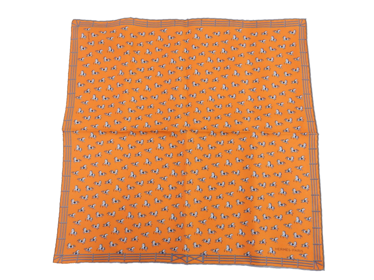 未使用タグ付】エルメス(HERMES) ポケットチーフ プチカレ シルク100 