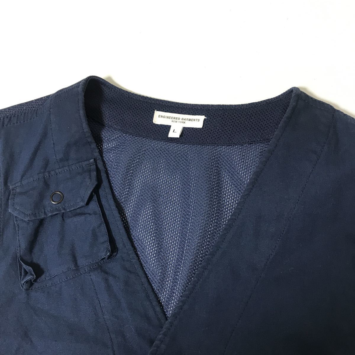 美品 Engineered Garments C-1 vest L navy ネイビー エンジニアード 