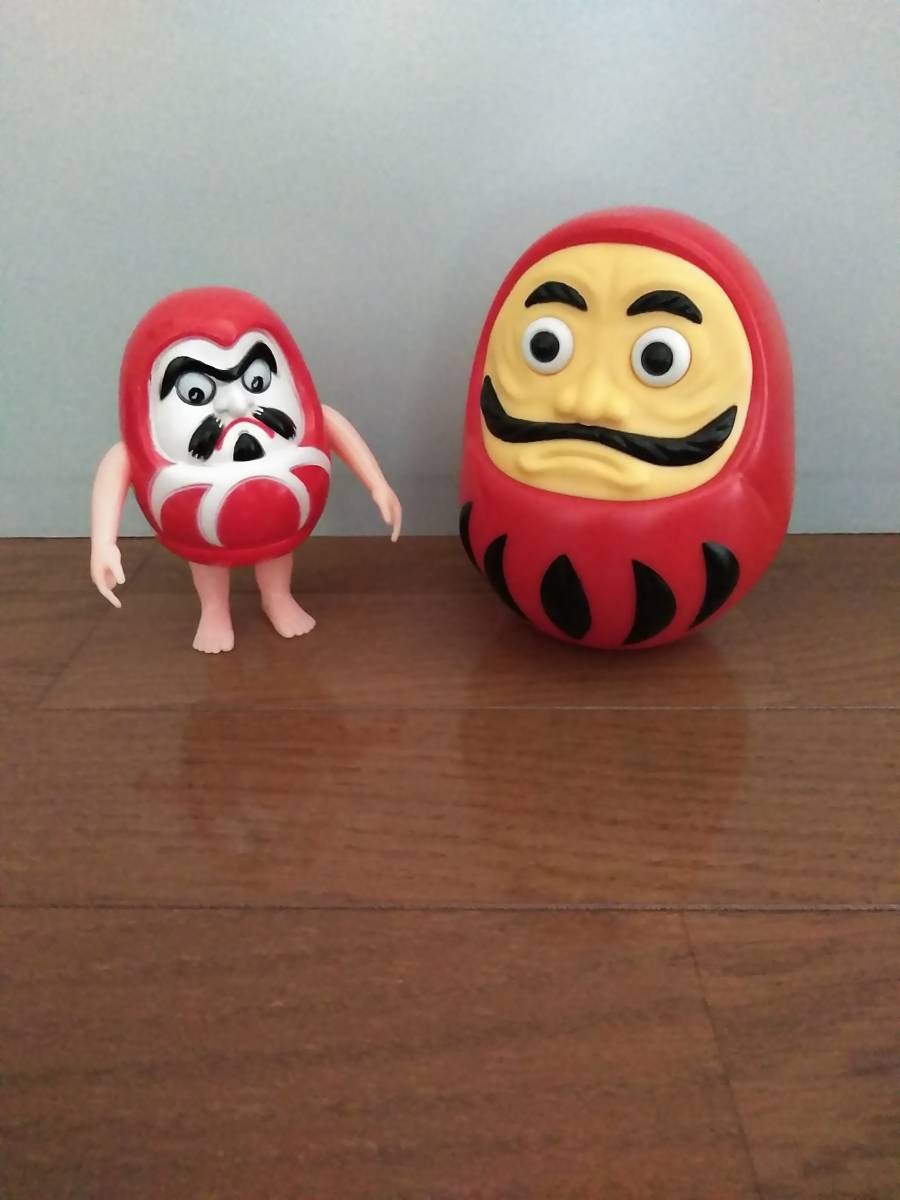 『ソフビのだるま2点』達磨 人形 郷土玩具 張り子 ゲゲゲの鬼太郎 ギョロダルマ