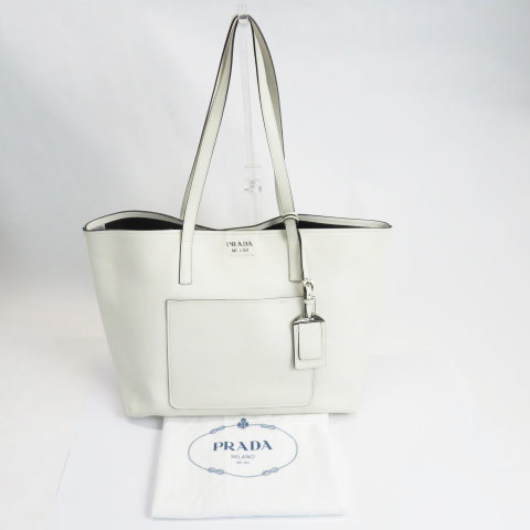【即決】PRADA プラダ 1BG038 ハンドバッグ CITY CALF ホワイト系 [240001372312]【中古】