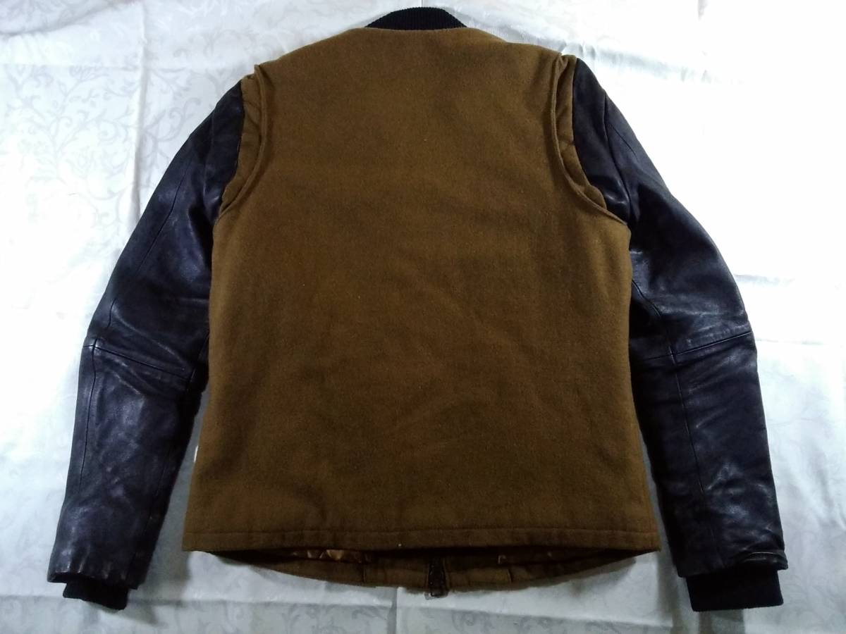 glamb グラム 袖レザースタジャン ラムレザー ウール 切替 