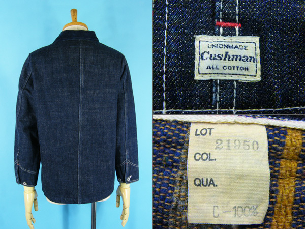 濃紺 CUSHMAN クッシュマン 21950 デニムカバーオール ライナー付 Size