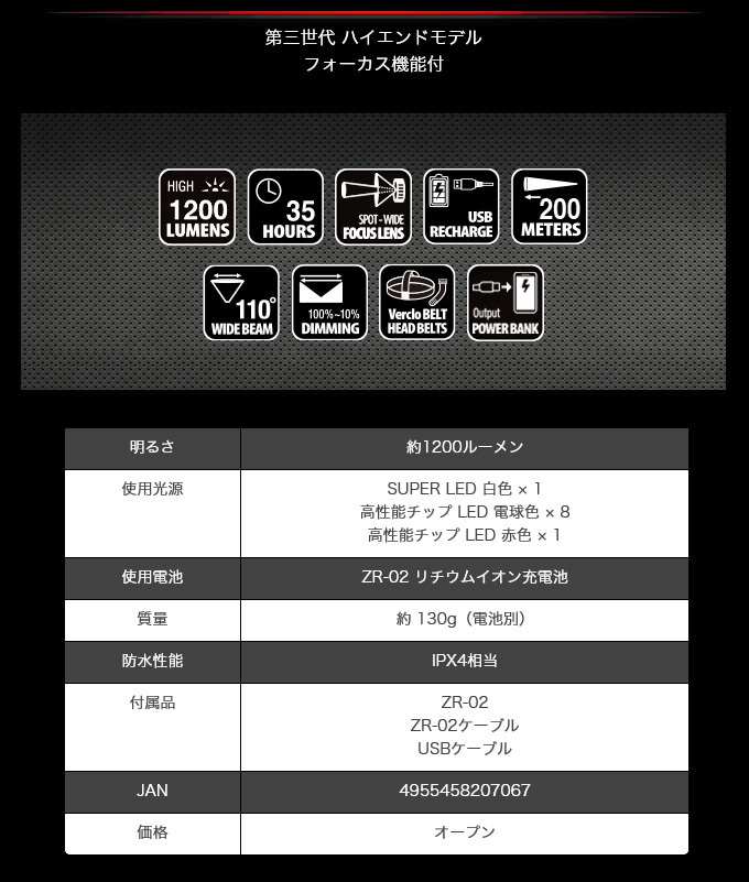送料無料！発売初回品の専用ケース付き！USB充電式！冨士灯器 ZEXUS