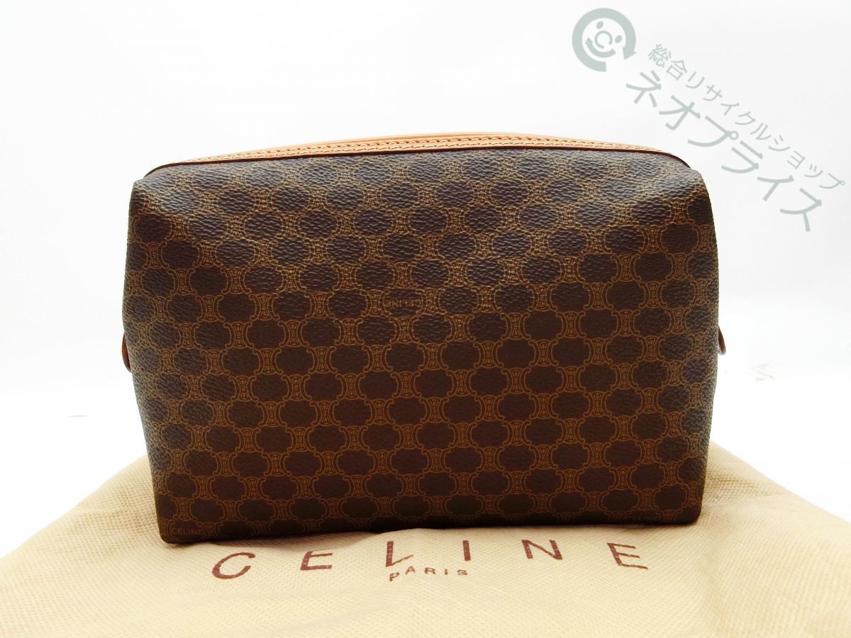 ◇S2580 CELINE セリーヌ マカダム柄 PVC × レザー クラッチ ハンド