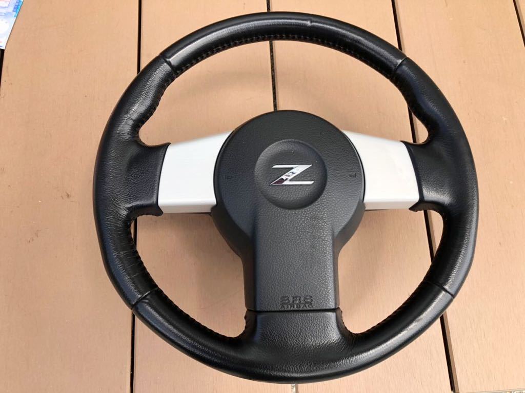美品 希少】フェアレディZ Z33 純正 革 ステアリング ハンドル エア