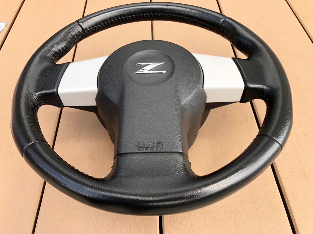 美品 希少】フェアレディZ Z33 純正 革 ステアリング ハンドル エア