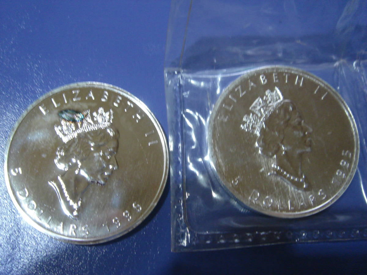 カナダ 5ドル メイプル リーフ銀貨1995 1996 5ドル カナダ 銀貨 1