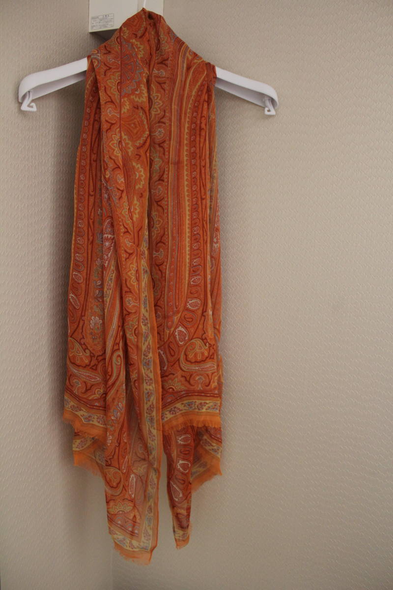エトロ ETRO〇美品！ 定番ペイズリー柄 長方形 大判スカーフ シルク