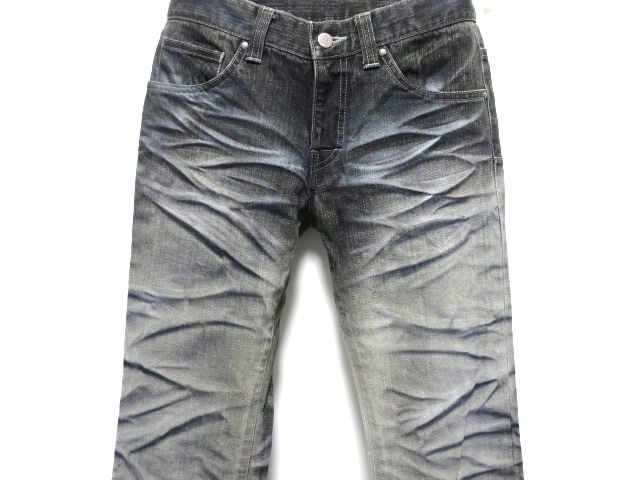 【美品】トルネードマート/ホワイトサンディー加工シューカットデニム/立体加工 トルネードマートホワイトサンディ加工シューカットデニム