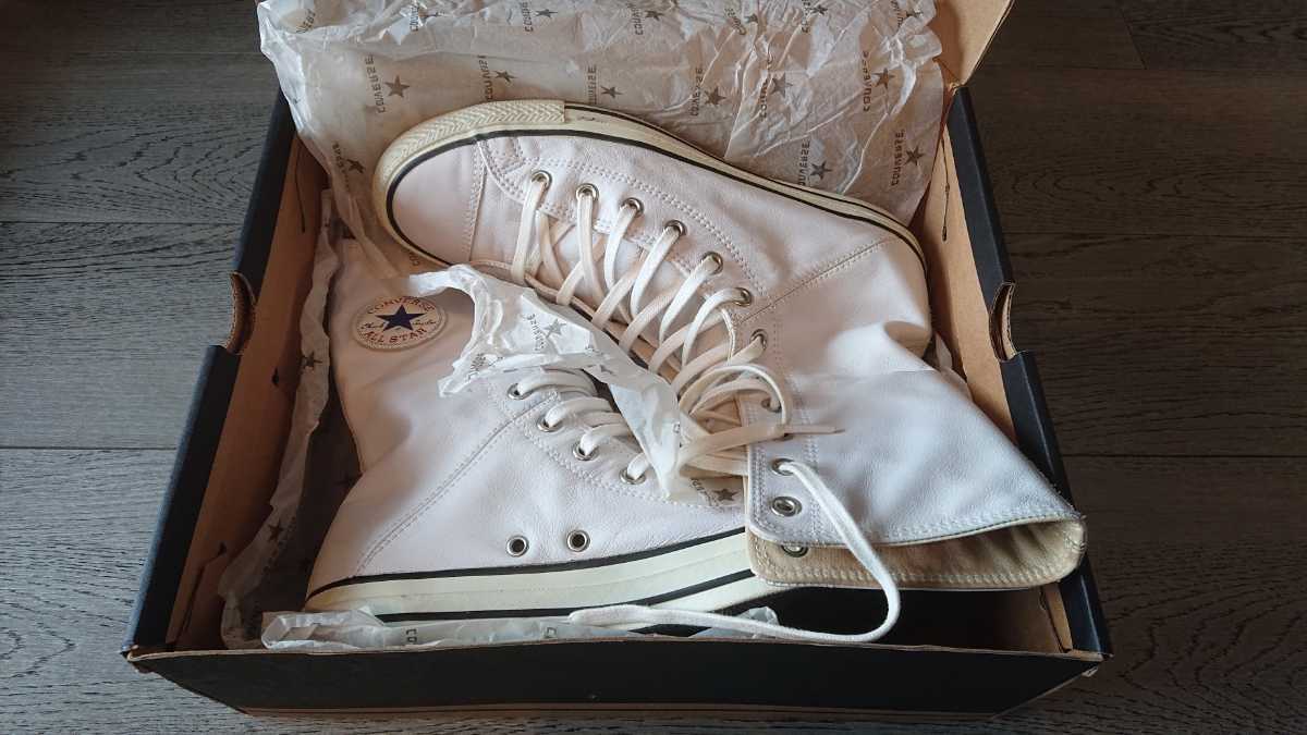 CONVERSE オールスター ニーハイ ホワイトレザー 白 USA 91 2 28.0cm 