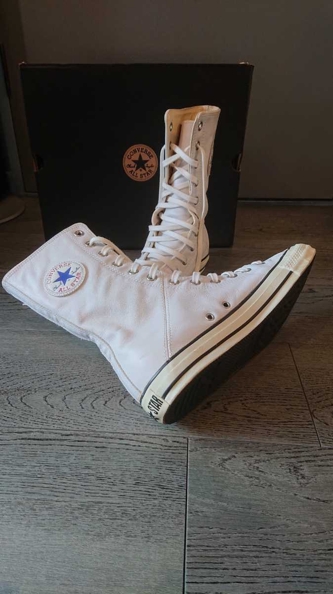 CONVERSE オールスター ニーハイ ホワイトレザー 白 USA 91 2 28.0cm 