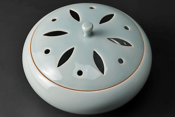 【古美味】相馬晃造 青白磁香炉 茶道具 保証品 uOI9_7