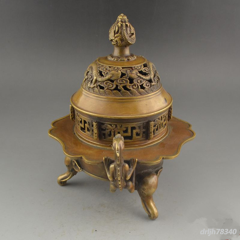 252/香炉/貔貅/双竜/銅製品/銅器/装飾品/工芸品/風水/置物/鎮宅辟邪