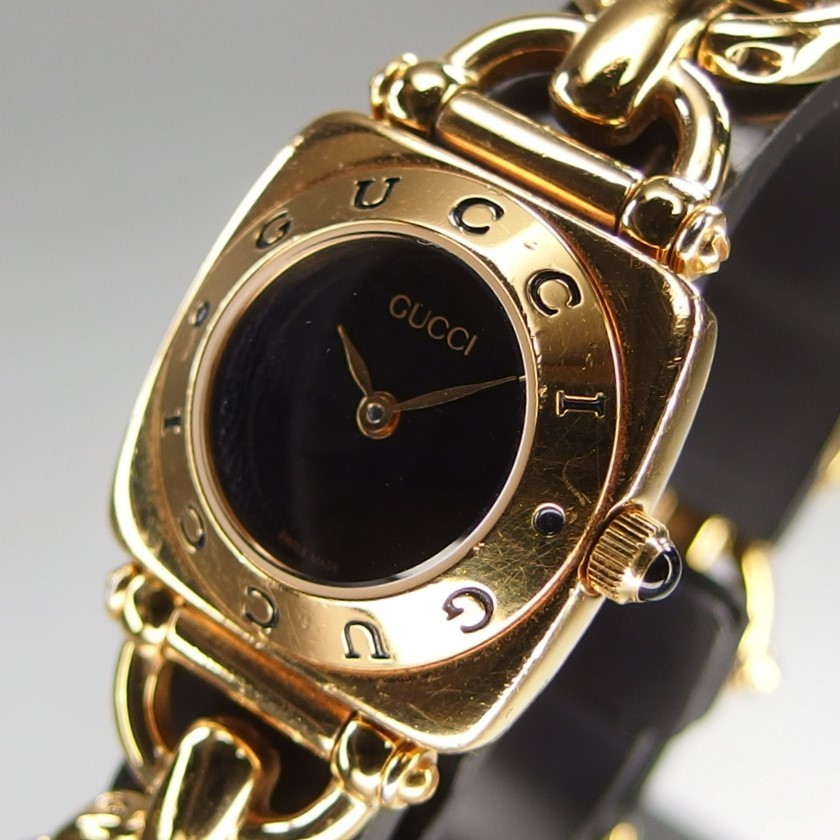 GUCCI グッチ ホースビット Ref.6400L ブラックダイヤル QZ GP