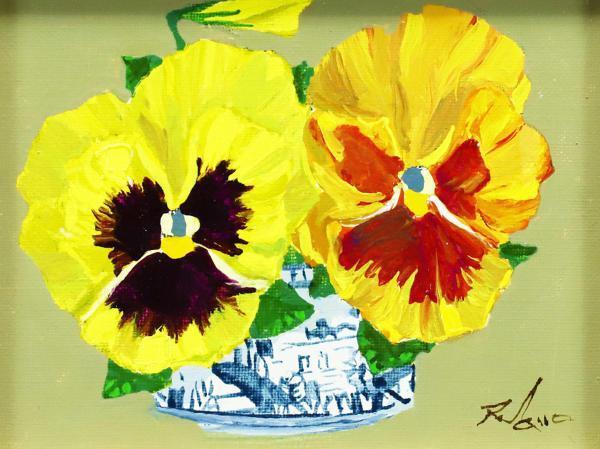 実力画家❣️佐野隆人❣️評価 １号：１２.５万円✨光風会✨厚塗り絵画✨油彩Ｆ８号 真作】【WISH】佐野隆人 「三色すみれ」0号 油彩 〇日展会友 光風会