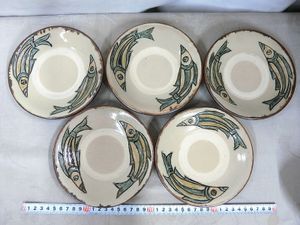 値下げ不可 壺屋焼 金城敏男作 魚紋飾り大皿 やちむん ヤチムン 父金城