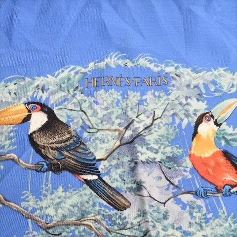 ｛美品｝エルメス カレ90 赤道直下　ブルー エルメス HERMES スカーフ カレ 90 シルク EQUATEUR 赤道直下 動物